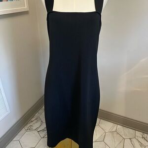 Express Black Square-Neck Midi Slip Dress